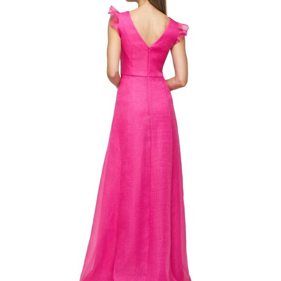 JS Collections Cascading-Ruffle Flutter-Sleeve Gown – Berry – NWT Size 14 - Picture 2 of 2